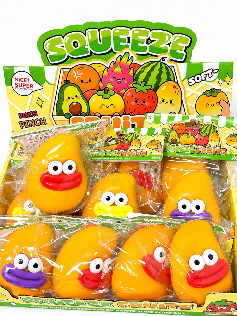 NEW 1x Mango Smusher Face Squishy Squeeze Toy RANDOM COLOR